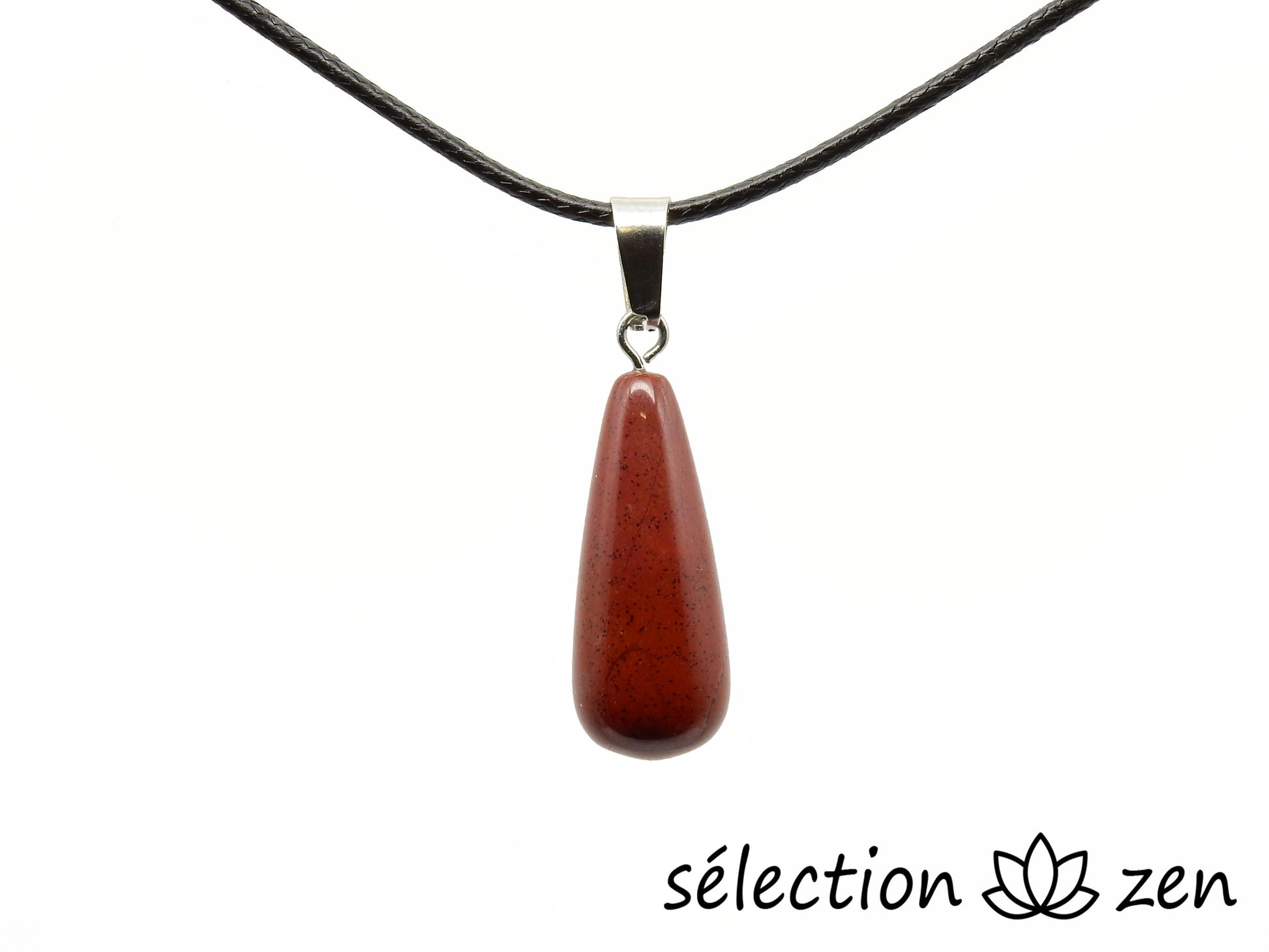 pendentif goutte longue jaspe rouge selection zen