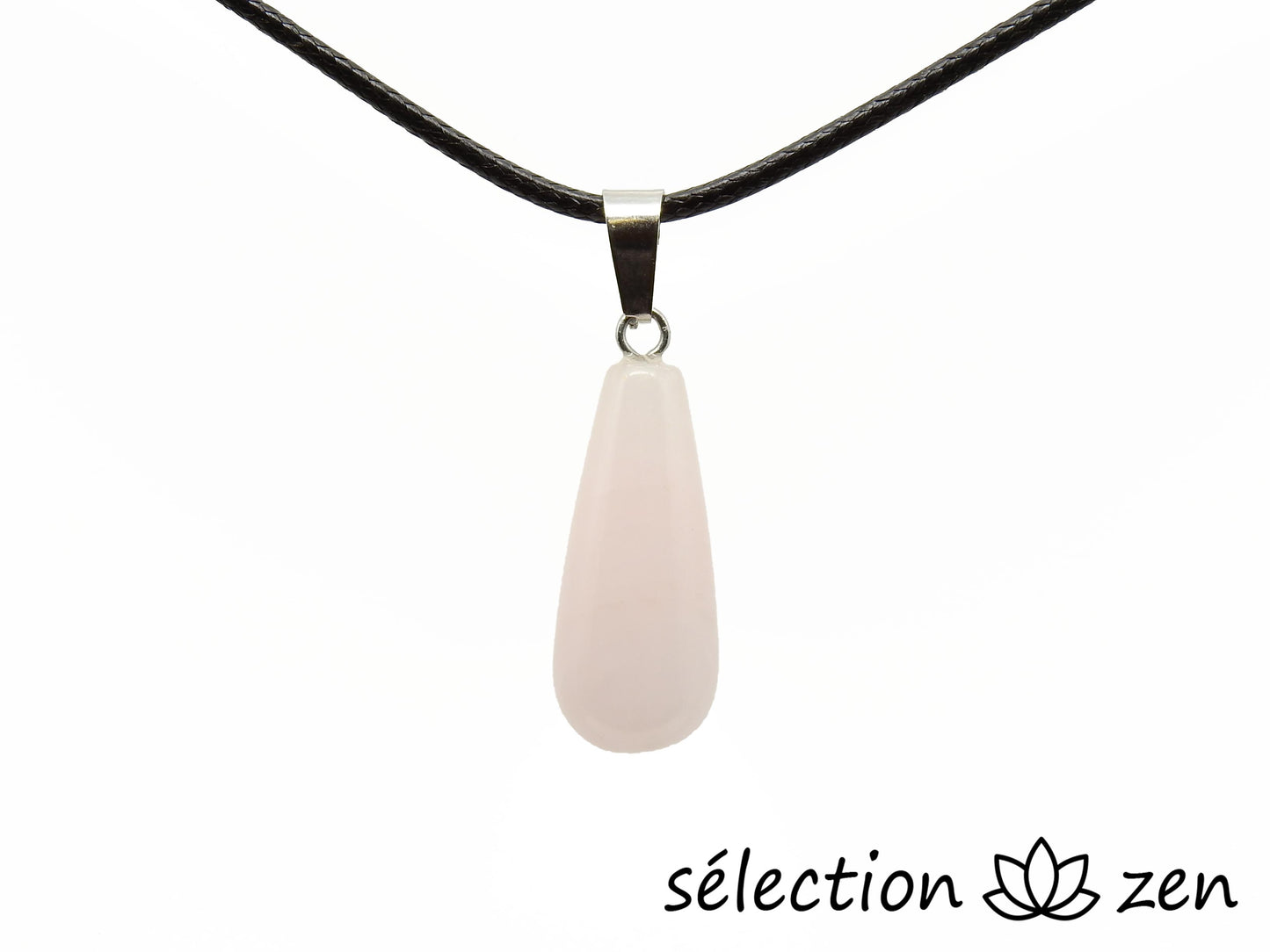 pendentif goutte longue quartz rose selection zen