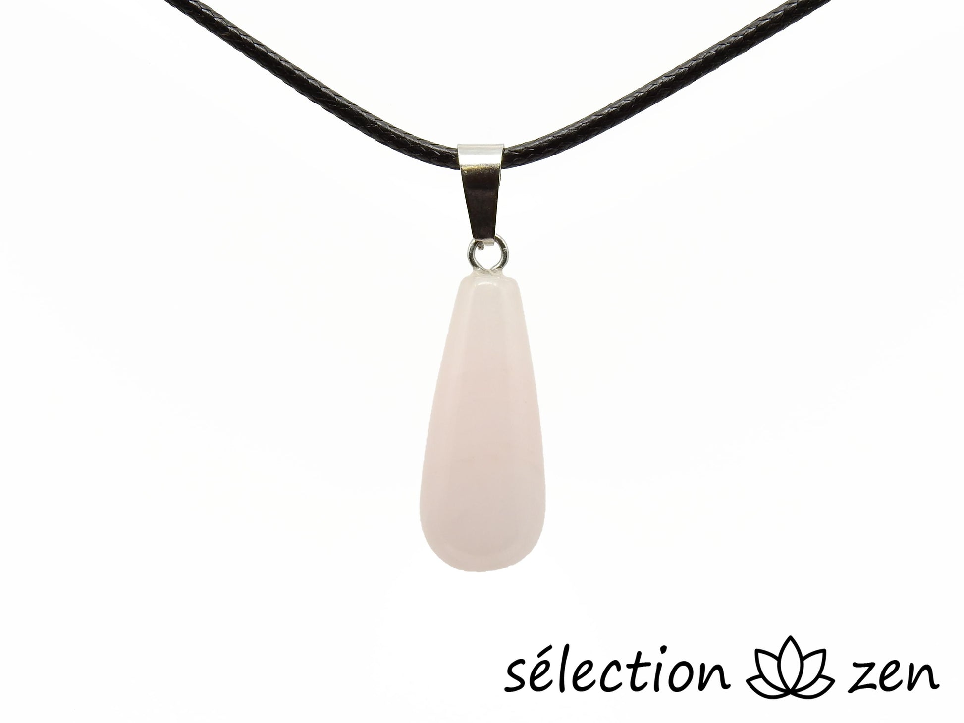pendentif goutte longue quartz rose selection zen