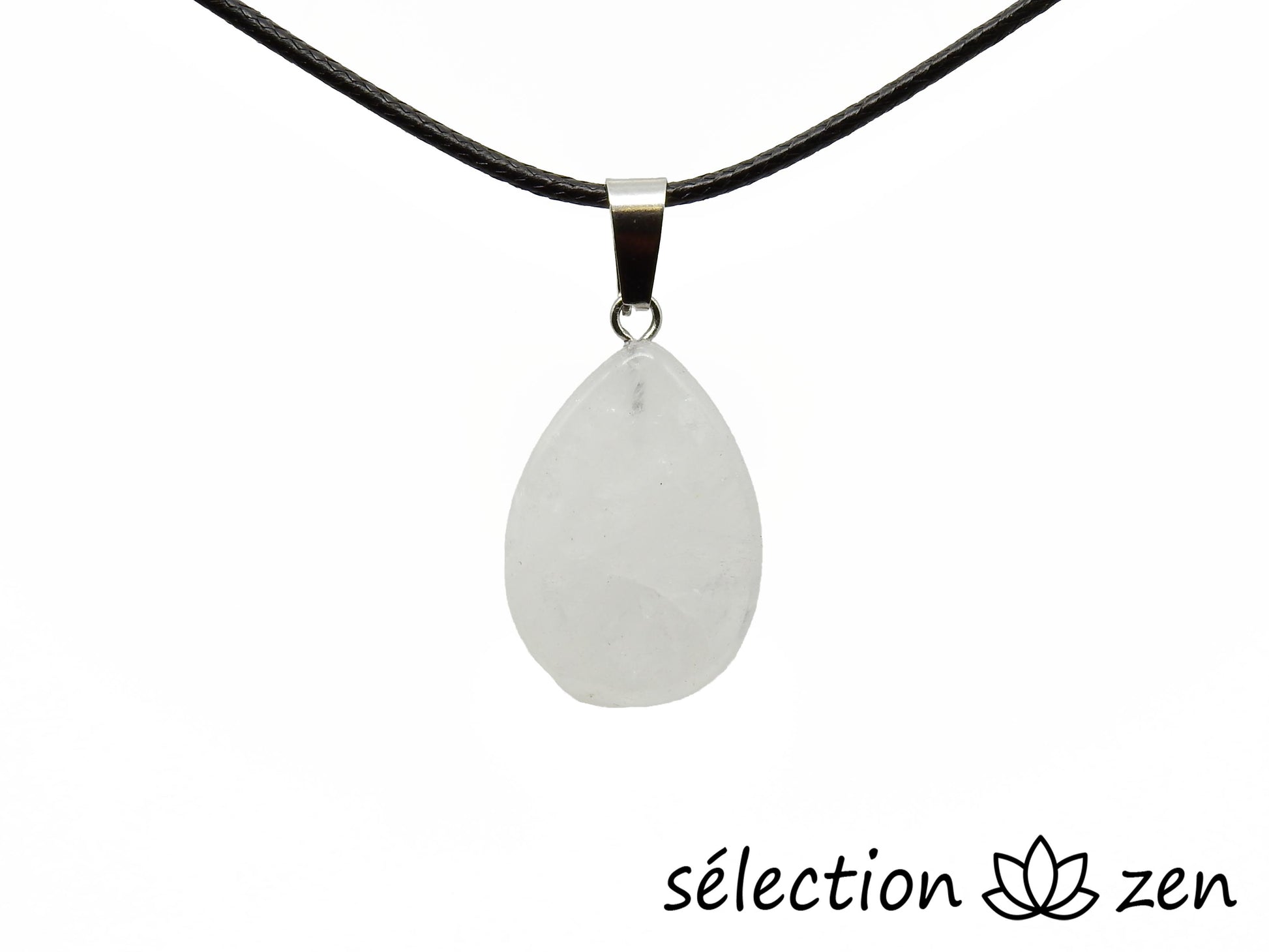 pendentif goutte plate quartz blanc selection-zen