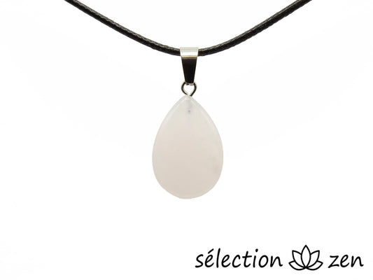 pendentif goutte plate quartz rose selection-zen