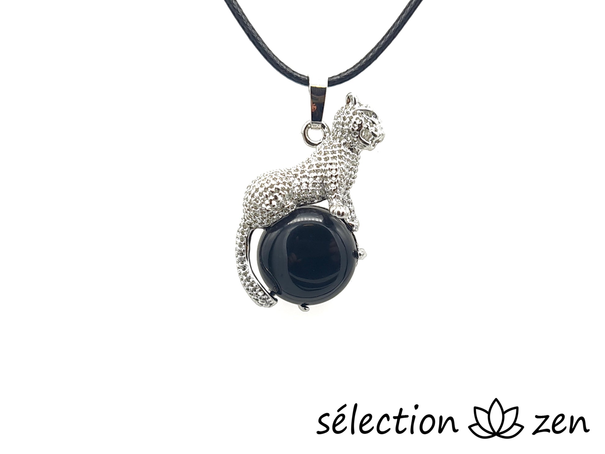 pendentif léopard onyx noir brillant selection-zen