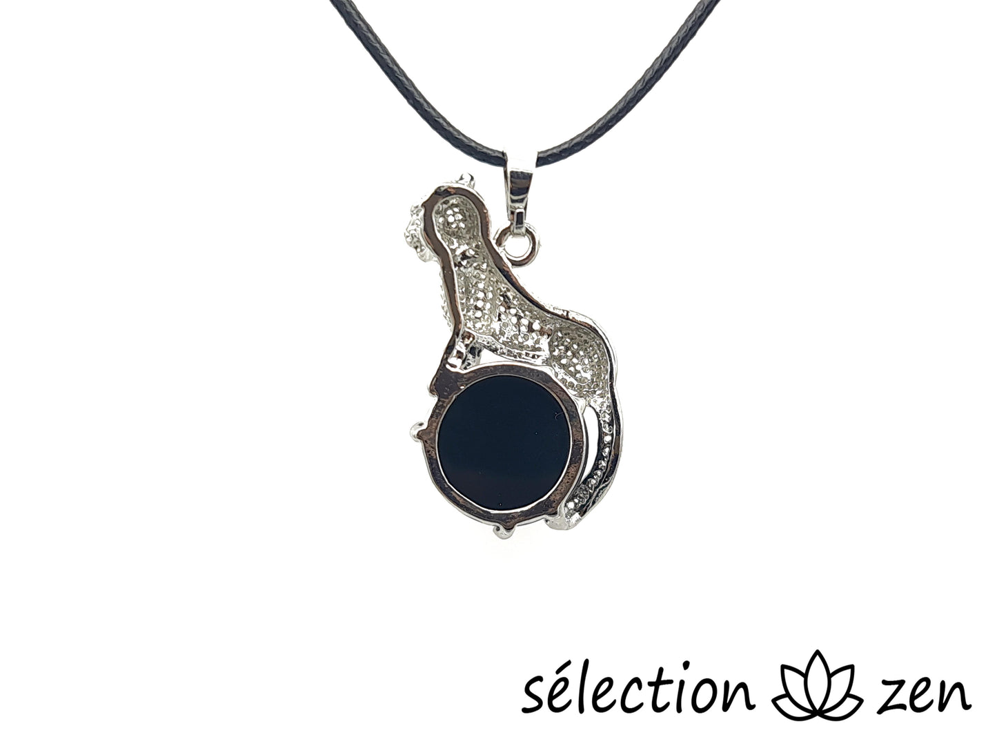 selection zen pendentif onyx noir brillant léopard