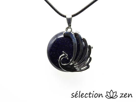 pendentif paon pierre de sable bleu selection-zen