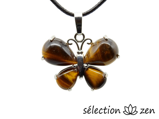 pendentif papillon oeil de tigre jaune selection-zen