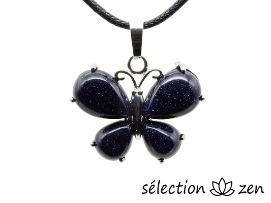 pendentif pierre de sable bleu papillon selection-zen