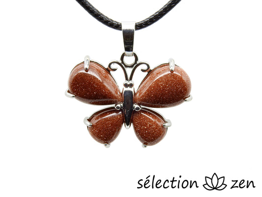 pendentif pierre de sable marron papillon selection-zen