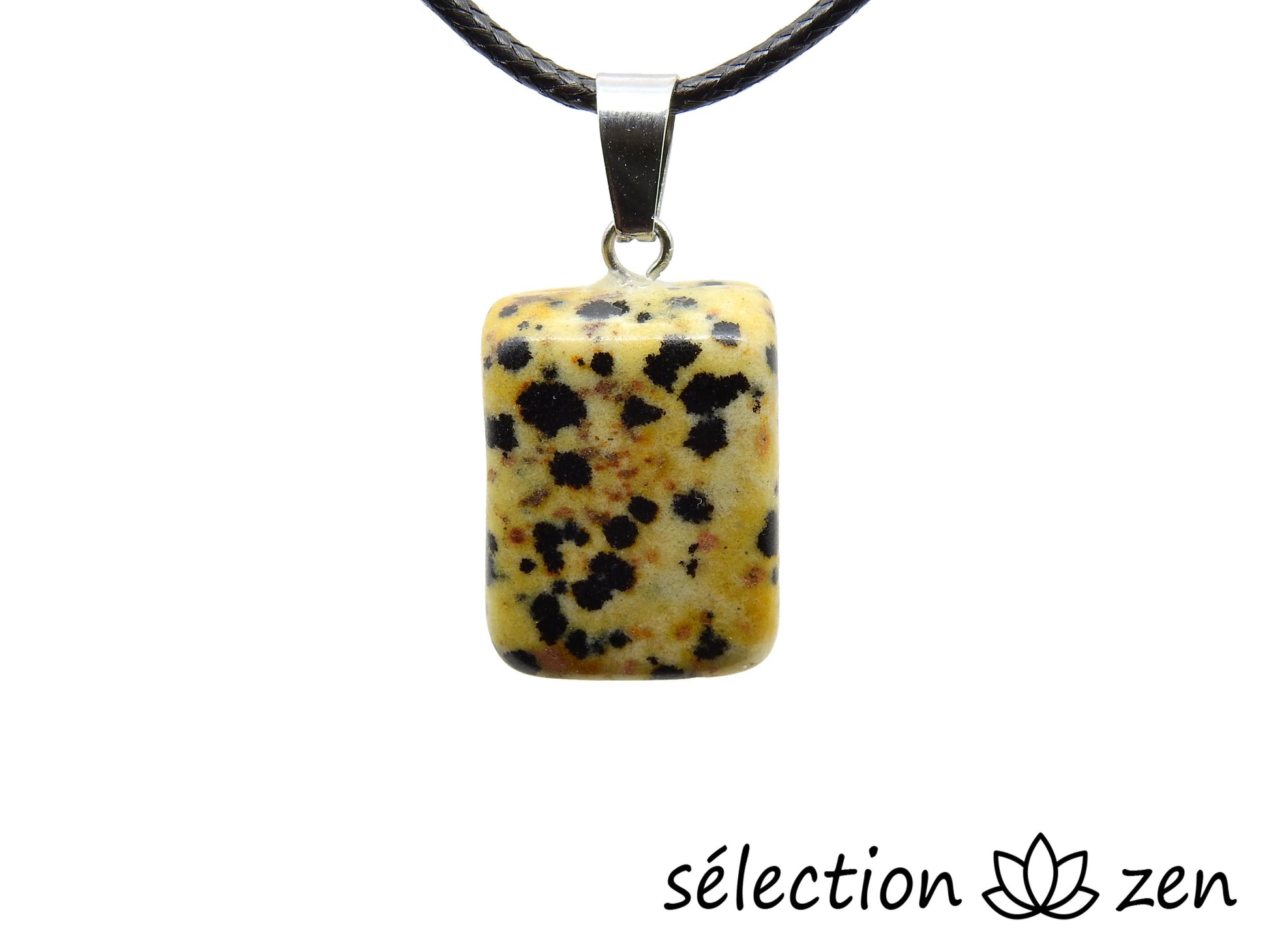 selection-zen pendentif pierre roulée jaspe dalmatien