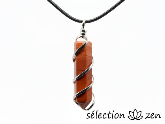 pendentif pointe spirale jaspe rouge selection-zen