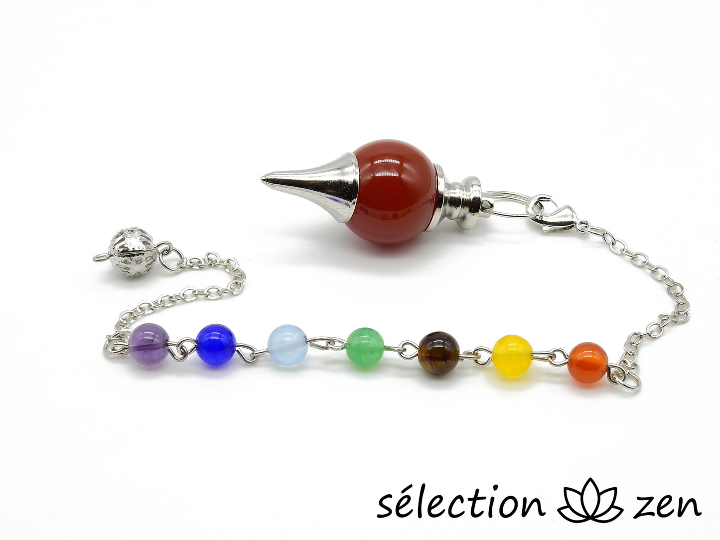 pendule boule cornaline chaine 7 chakras selection zen