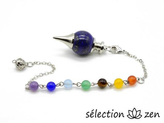 pendule boule lapis lazuli avec chaine 7 chakras selection-zen