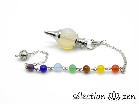 pendule boule opalite avec chaine 7 chakras selection-zen