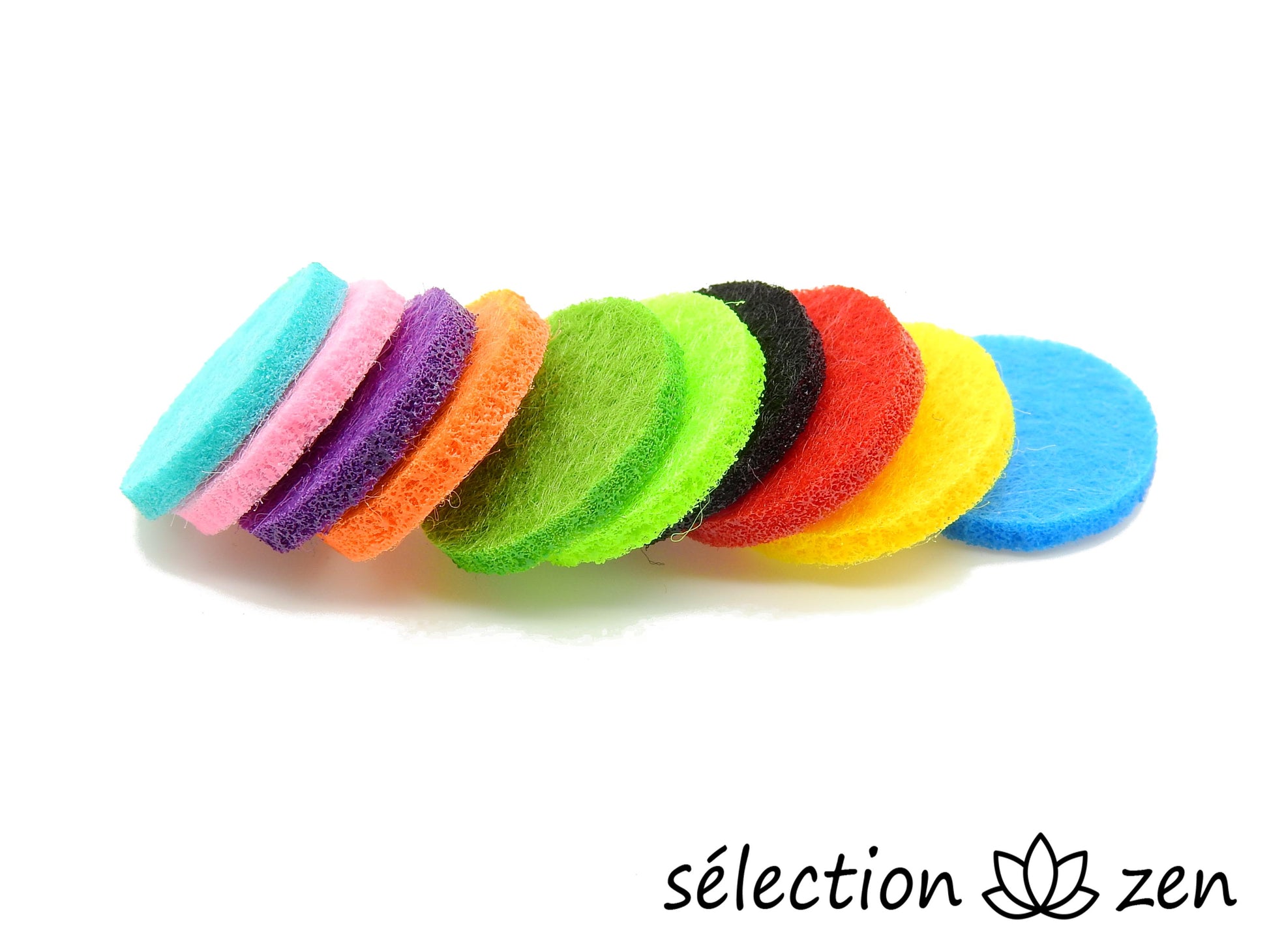 selection-zen disque feutrine pour huiles essentielles ou parfum pour collier aromathérapie fleur de lotus et fleur de vie selection zen
